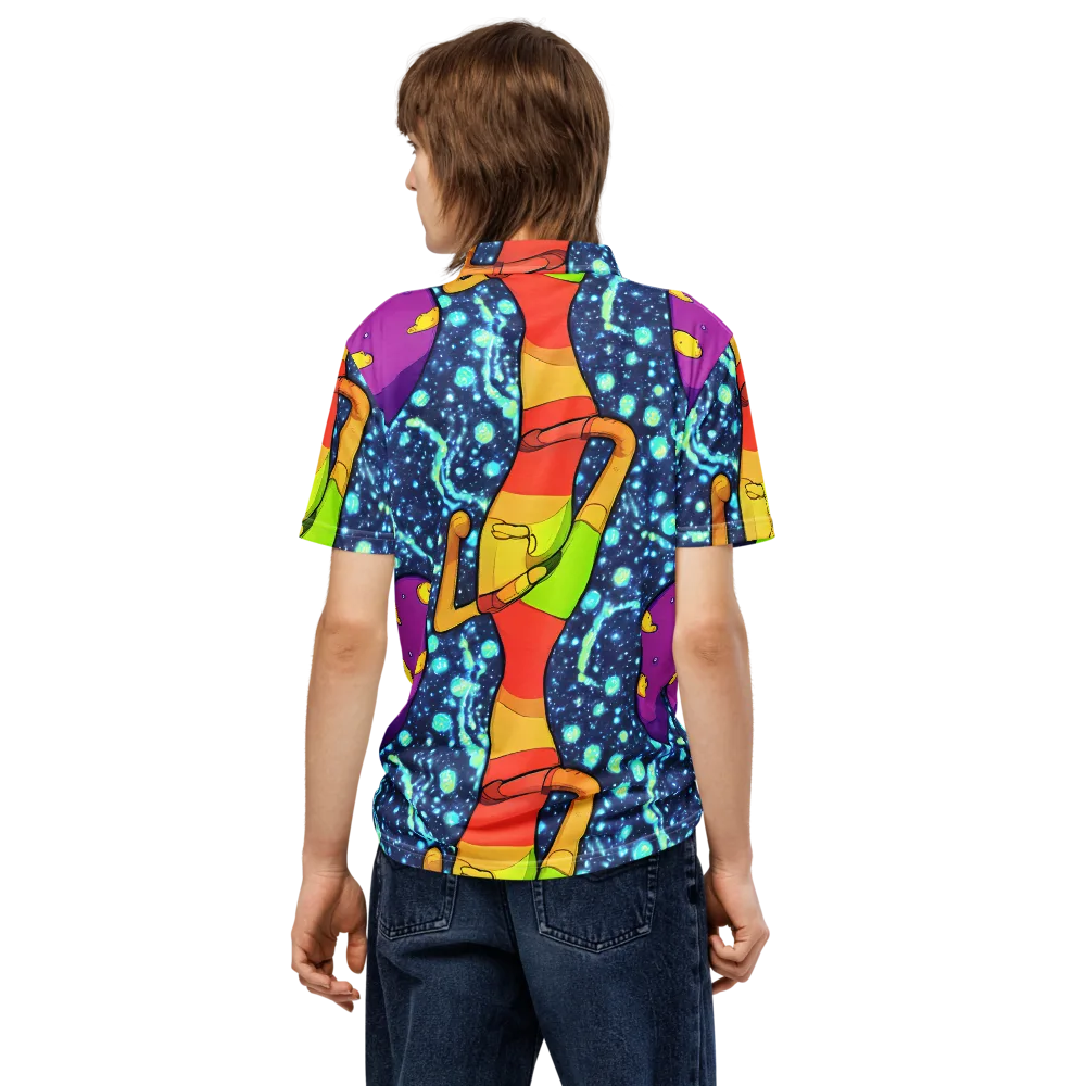 Cosmic Siblings on Men's Slim Fit Polo Shirt — Back