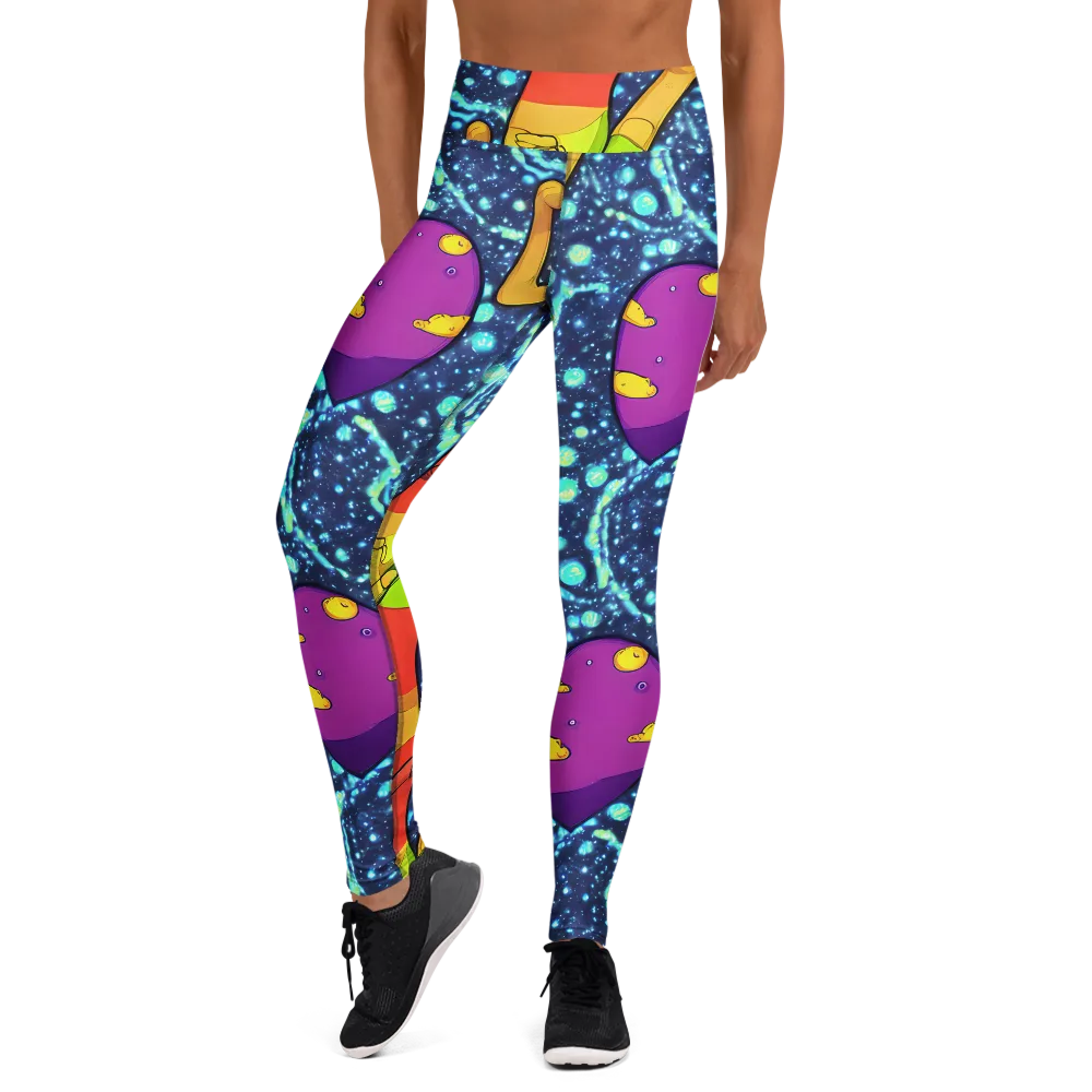 Cosmic Siblings on Yoga Leggings — Front