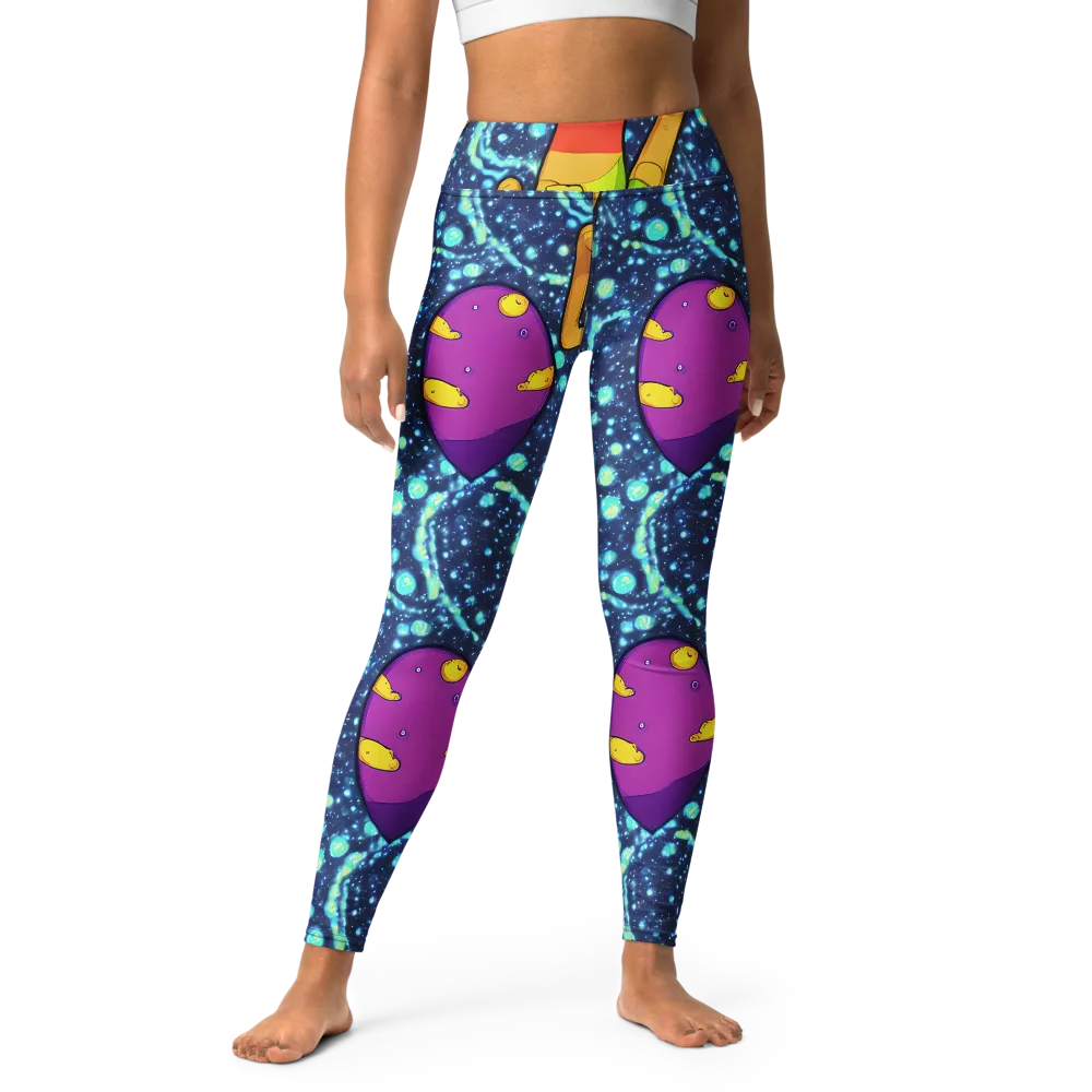 Cosmic Siblings on Yoga Leggings — Front