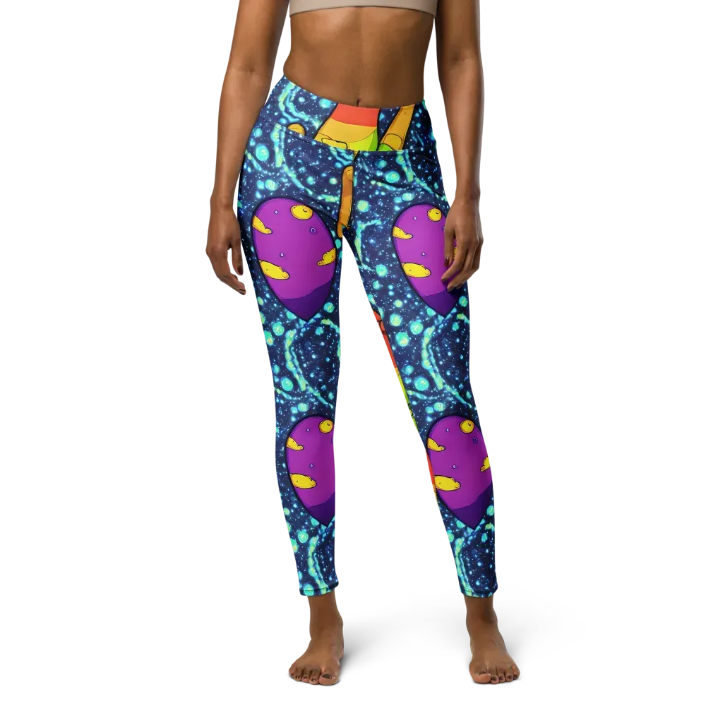 Cosmic Siblings on Yoga Leggings — Front