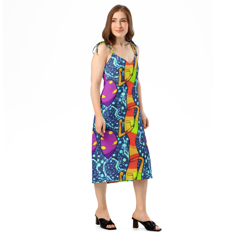Cosmic Siblings on Slip Dress — Right Front