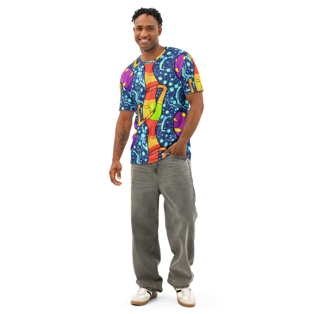 Cosmic Siblings on Men's Cotton Crew Neck T-Shirt — Front