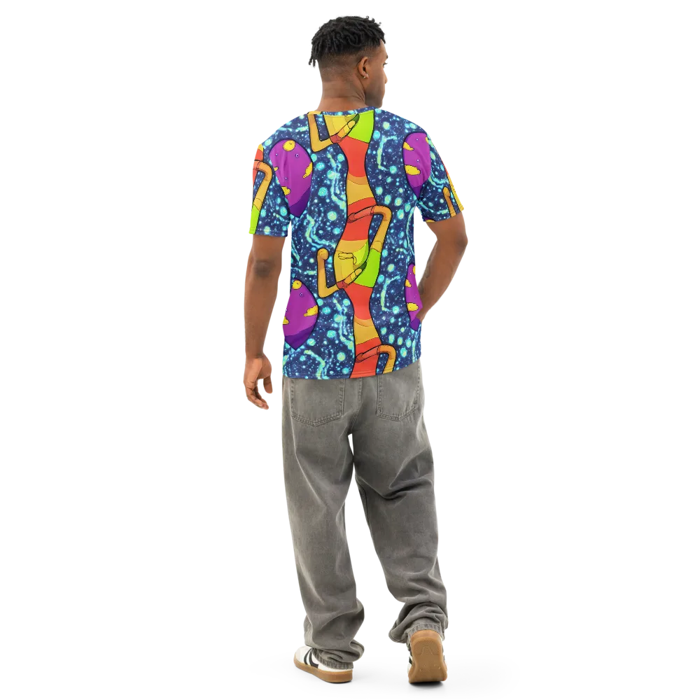 Cosmic Siblings on Men's Cotton Crew Neck T-Shirt — Back