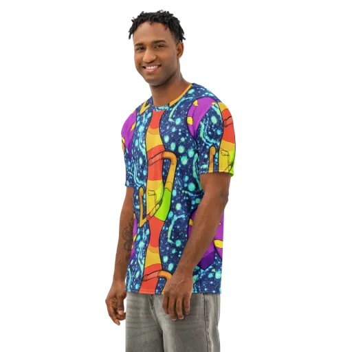 Cosmic Siblings on a Men's Cotton Crew Neck T-Shirt