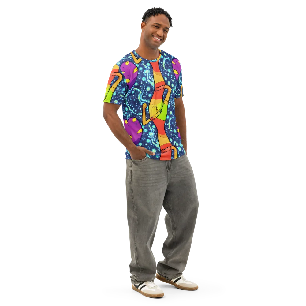 Cosmic Siblings on Men's Cotton Crew Neck T-Shirt — Right Front