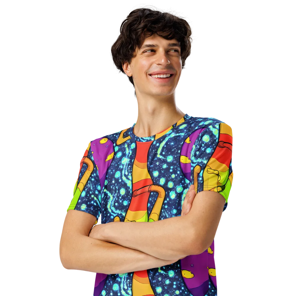 Cosmic Siblings on Men's Crew Neck T-Shirt — Left Front