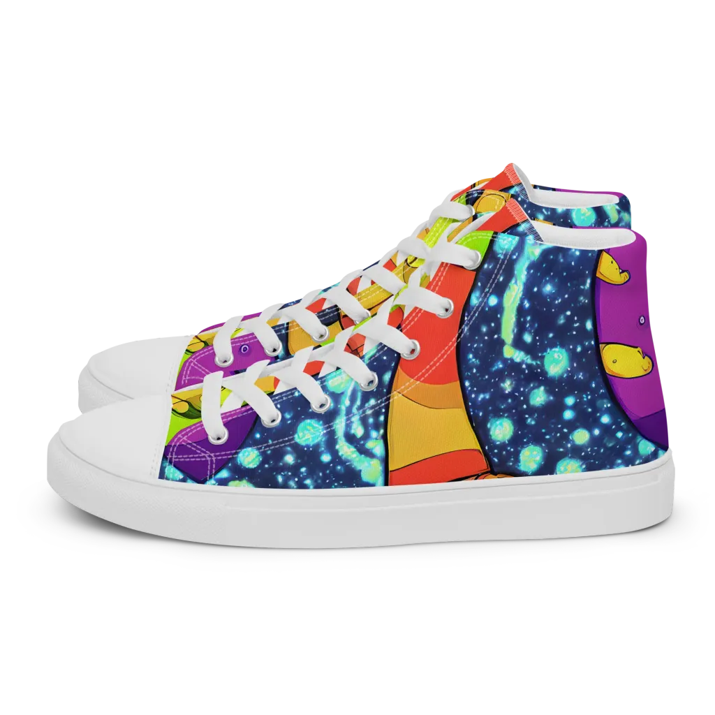 Cosmic Siblings on Men's High Top Canvas Shoes — Left