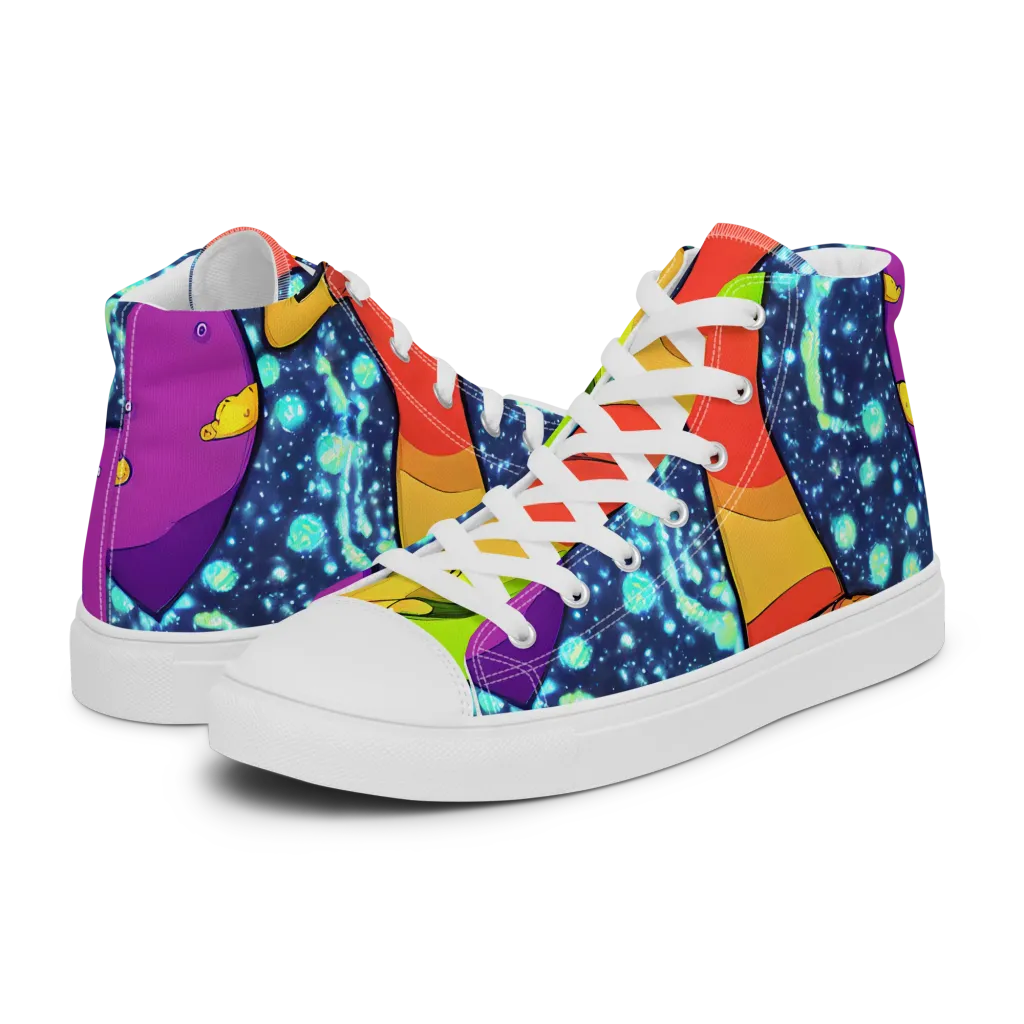 Cosmic Siblings on Men's High Top Canvas Shoes — Left