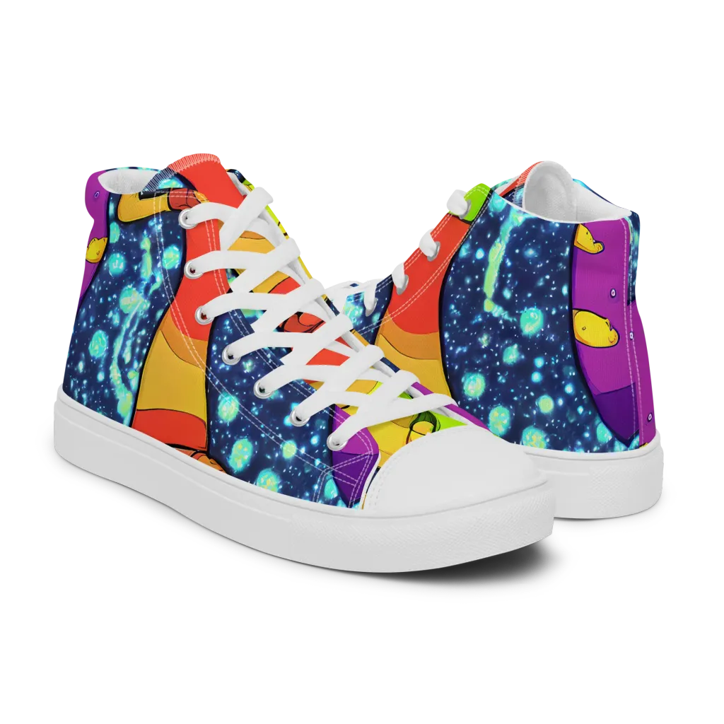 Cosmic Siblings on Men's High Top Canvas Shoes — Right