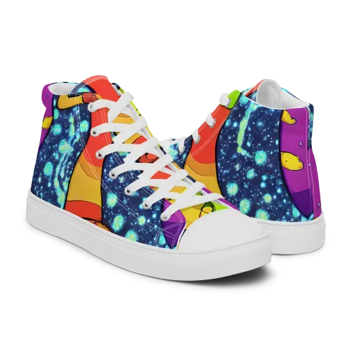 Cosmic Siblings on a Men's High Top Canvas Shoes