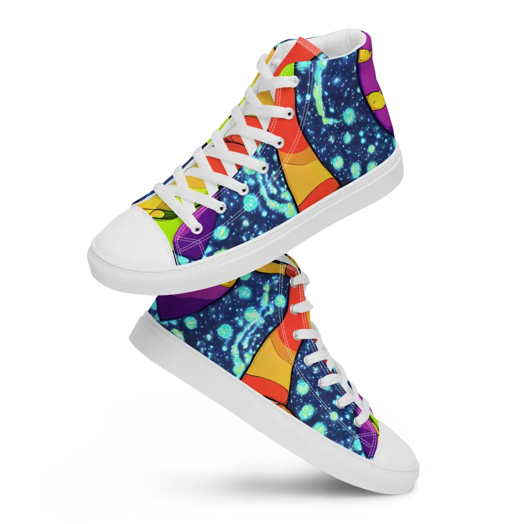 Cosmic Siblings on Men's High Top Canvas Shoes — Front