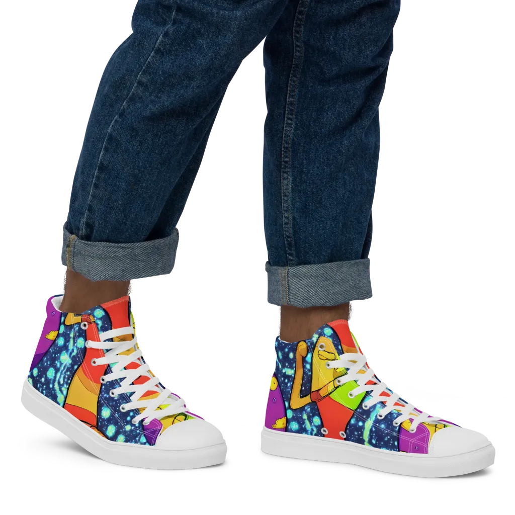 Cosmic Siblings on Men's High Top Canvas Shoes — Right
