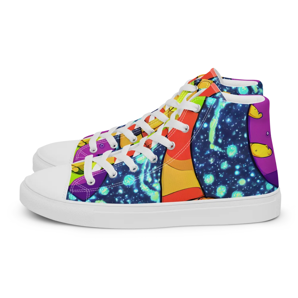 Cosmic Siblings on Women's High Top Canvas Shoes — Left