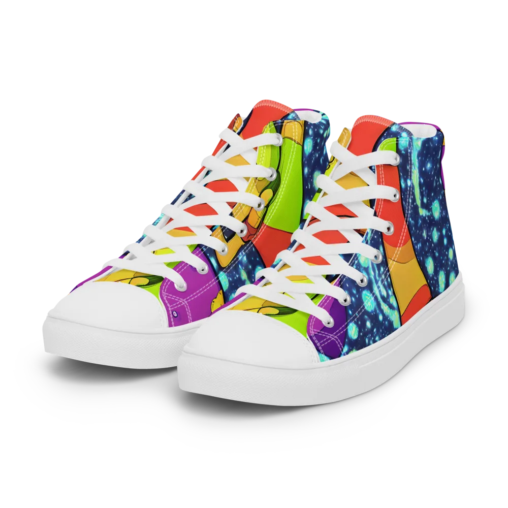 Cosmic Siblings on Women's High Top Canvas Shoes — Left Front