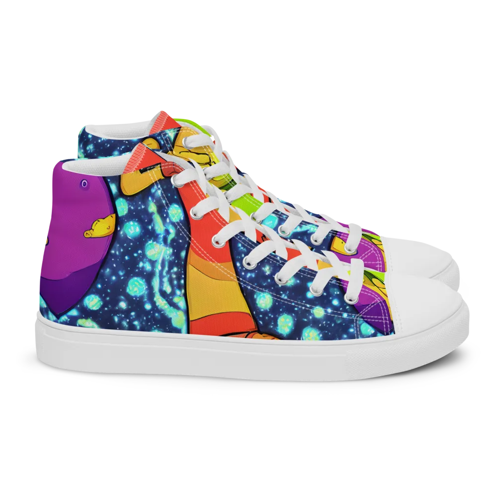 Cosmic Siblings on Women's High Top Canvas Shoes — Right