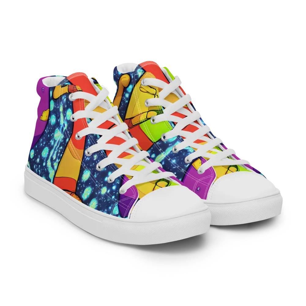 Cosmic Siblings on Women's High Top Canvas Shoes — Right Front