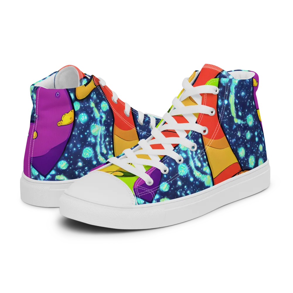 Cosmic Siblings on Women's High Top Canvas Shoes — Left