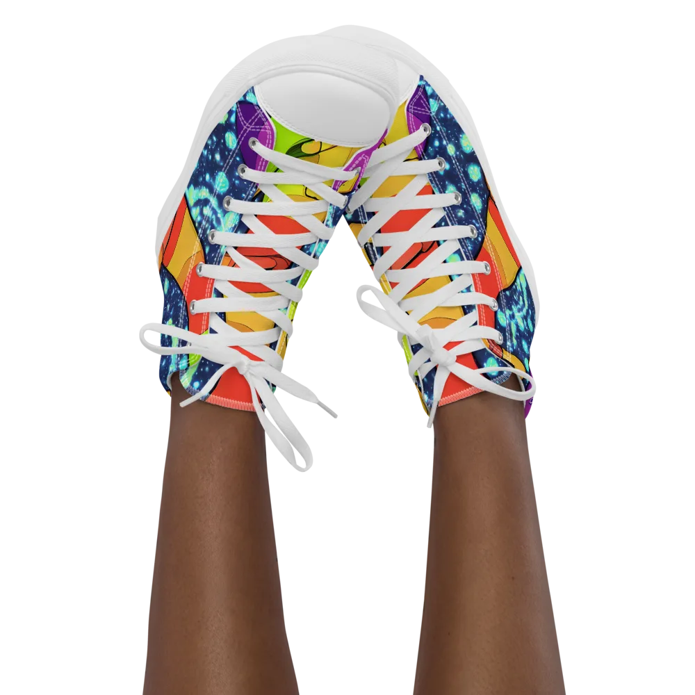 Cosmic Siblings on Women's High Top Canvas Shoes — Front