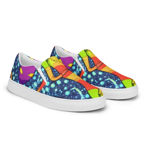 Cosmic Siblings on a Men's Slip-On Canvas Shoes