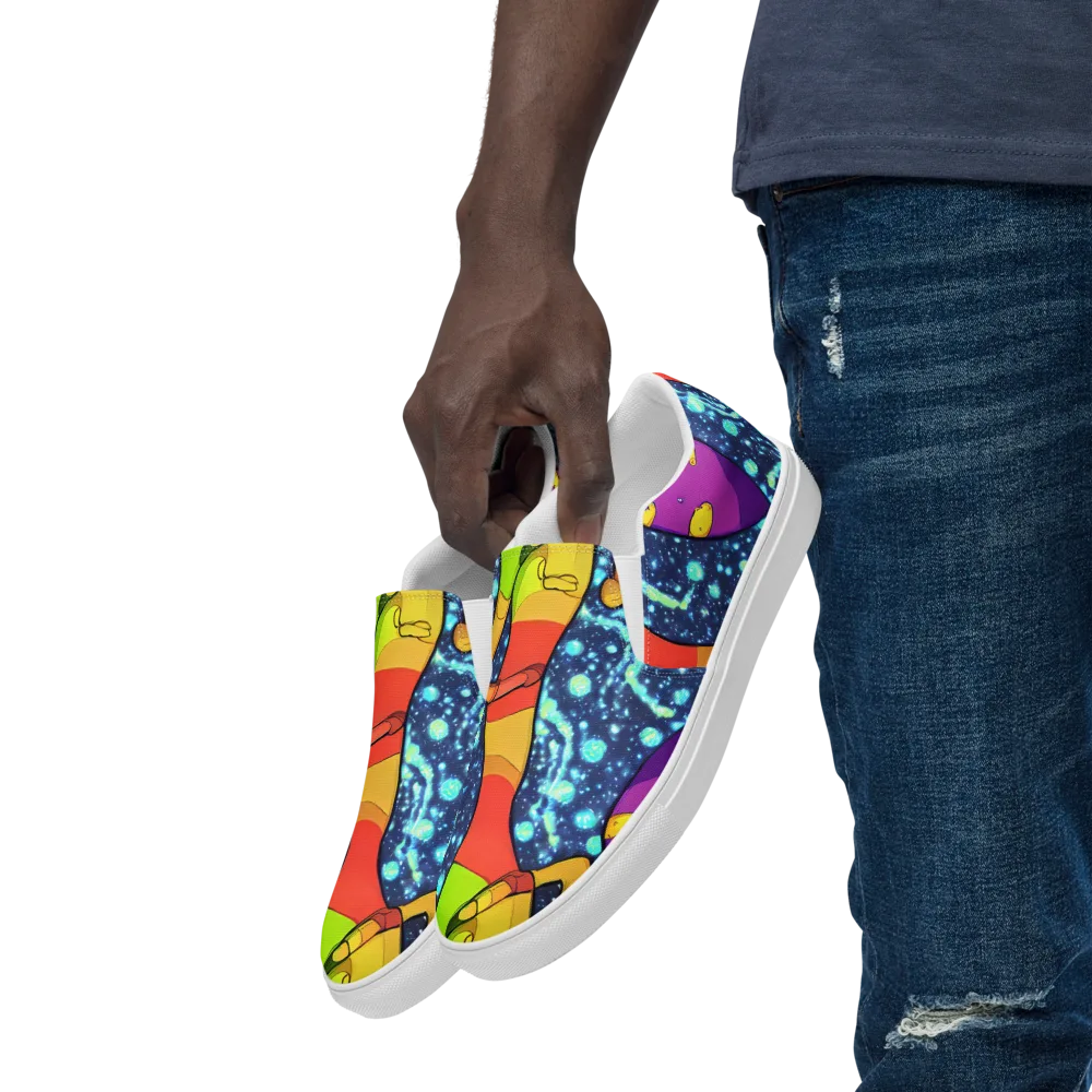 Cosmic Siblings on Men's Slip-On Canvas Shoes — Left Front
