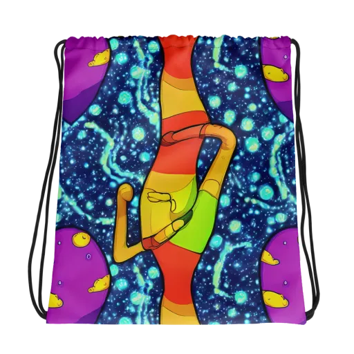 Cosmic Siblings on a Drawstring Bag