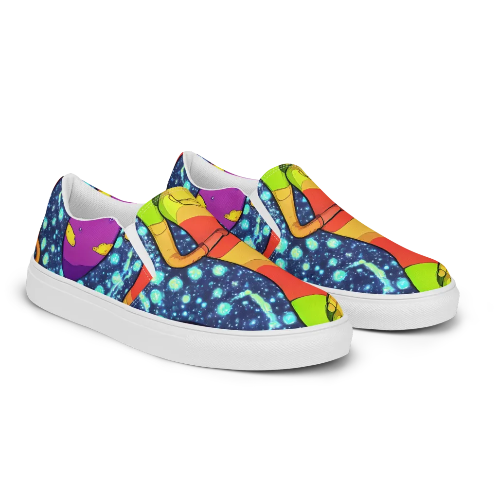 Cosmic Siblings on Women's Slip-On Canvas Shoes — Right Front