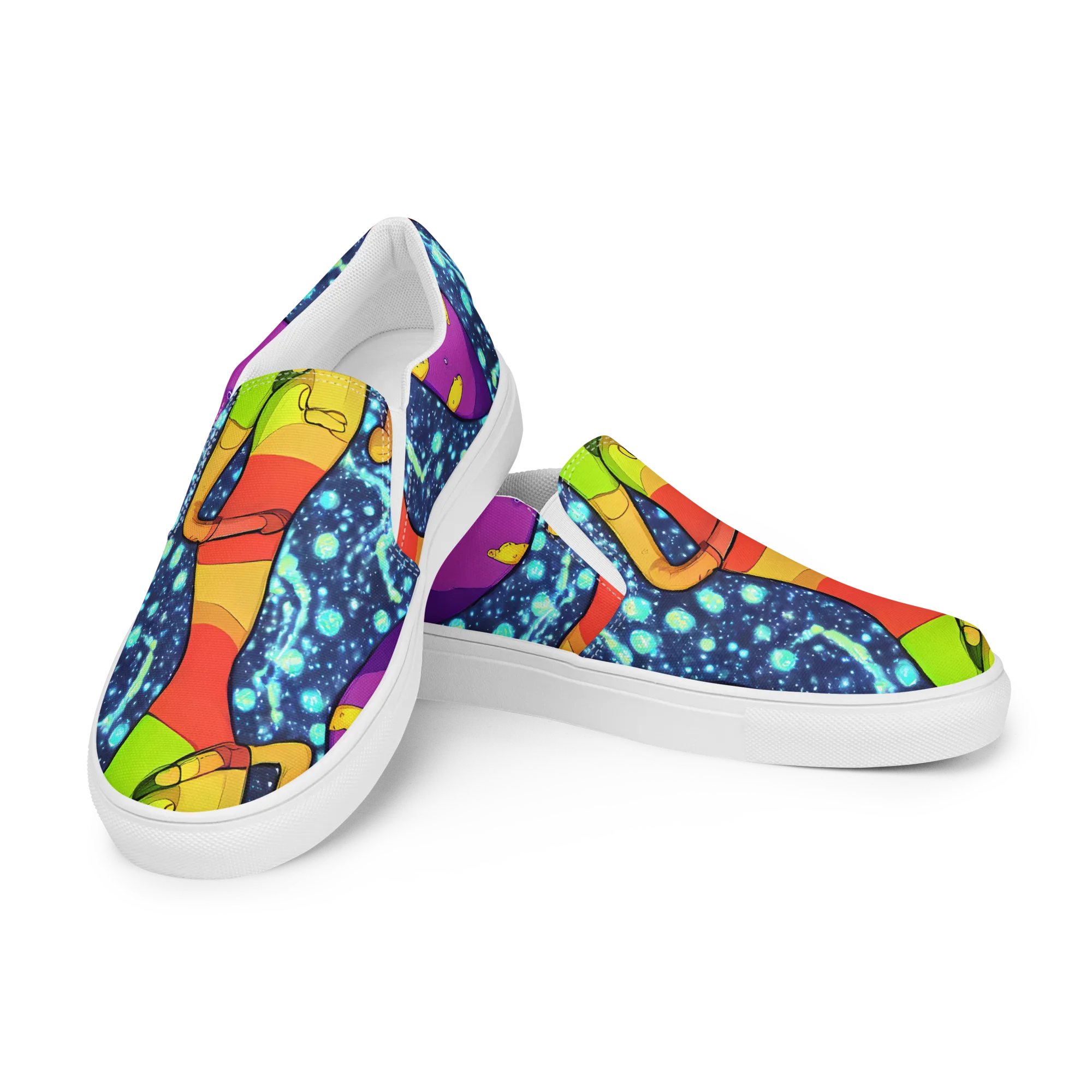 Cosmic Siblings on Women's Slip-On Canvas Shoes — Left Front