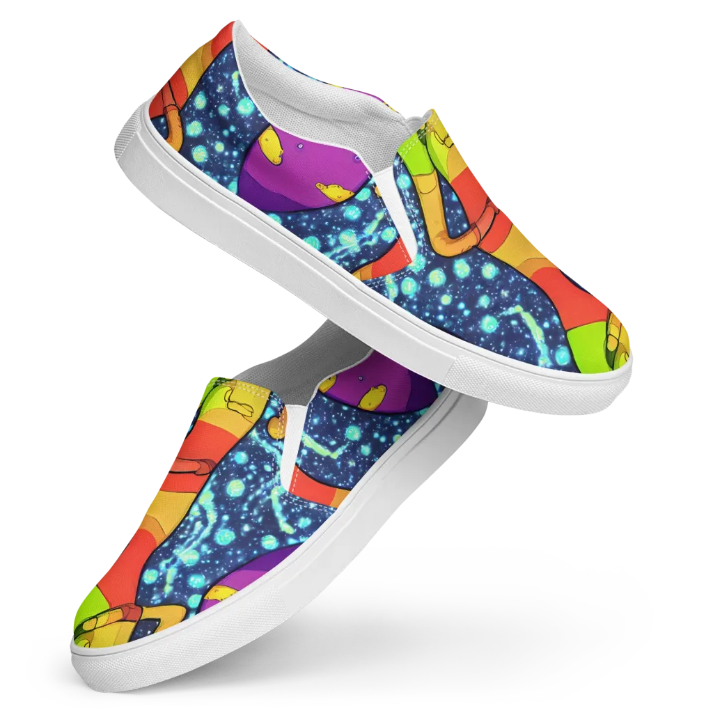 Cosmic Siblings on Women's Slip-On Canvas Shoes — Front