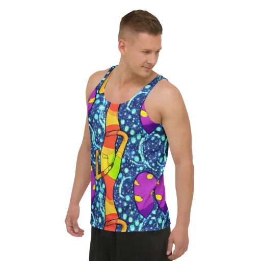 Cosmic Siblings on a Men's Tank Top