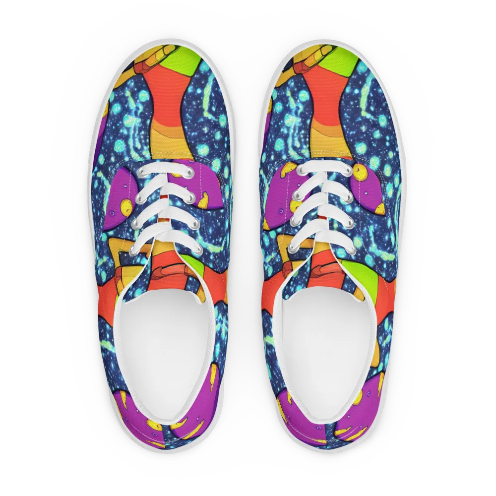 Cosmic Siblings on Men's Lace-Up Canvas Shoes — Front