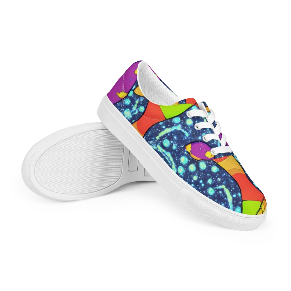 Cosmic Siblings on Men's Lace-Up Canvas Shoes — Right Front