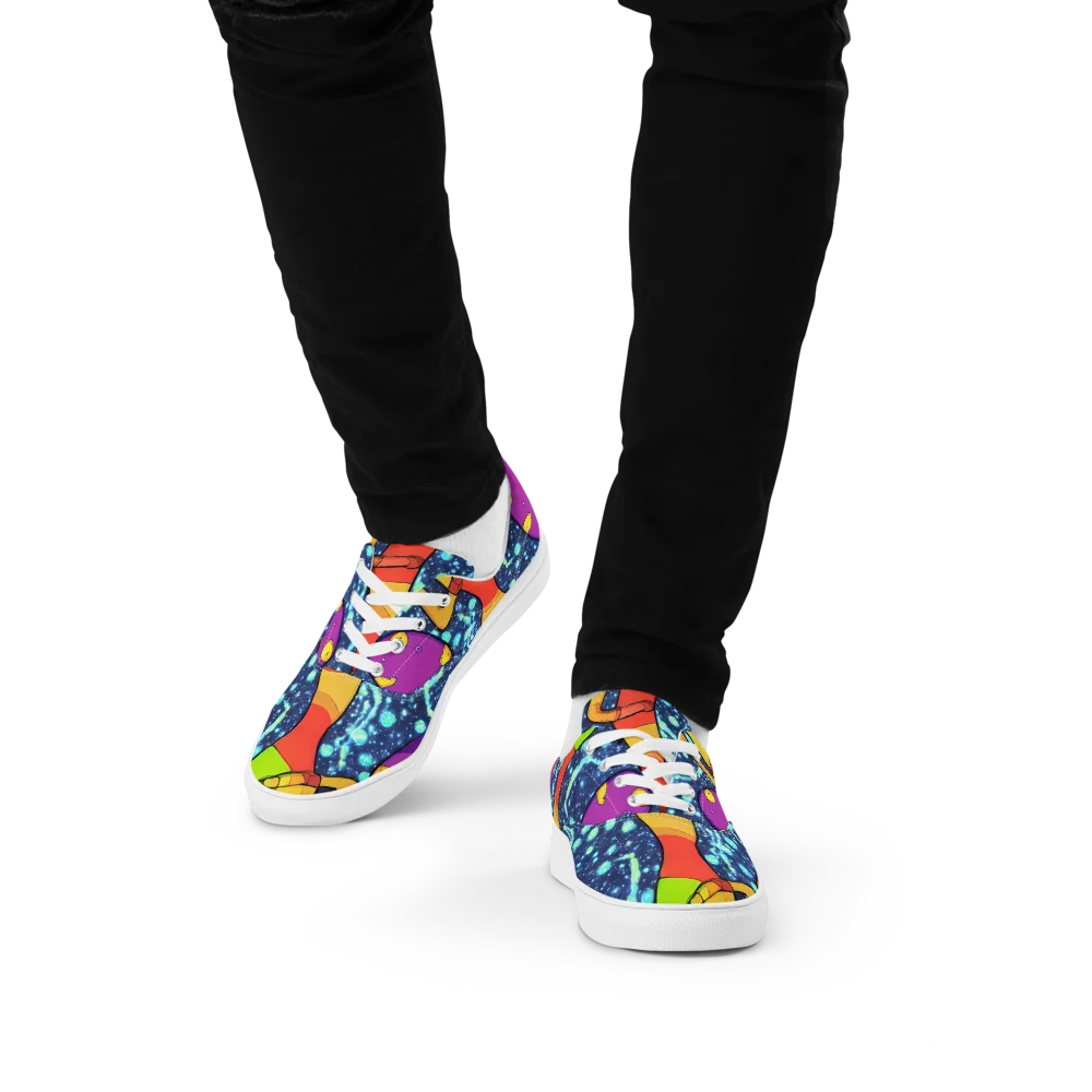 Cosmic Siblings on Men's Lace-Up Canvas Shoes — Front