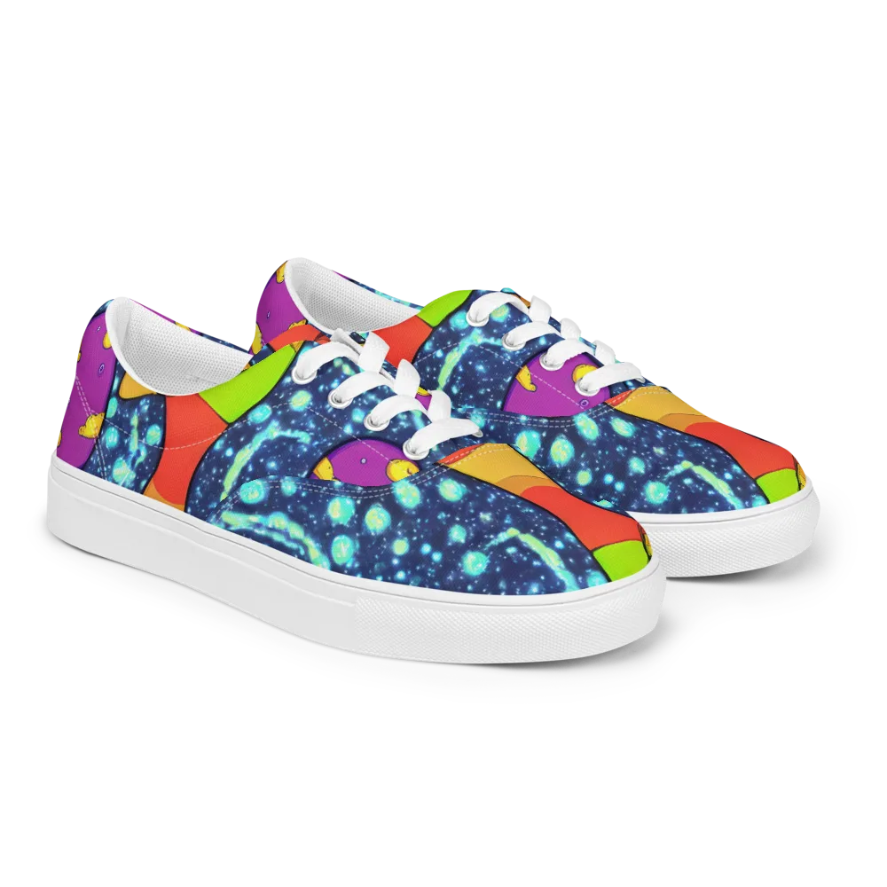 Cosmic Siblings on Men's Lace-Up Canvas Shoes — Right Front
