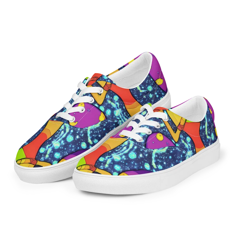 Cosmic Siblings on Men's Lace-Up Canvas Shoes — Left Front