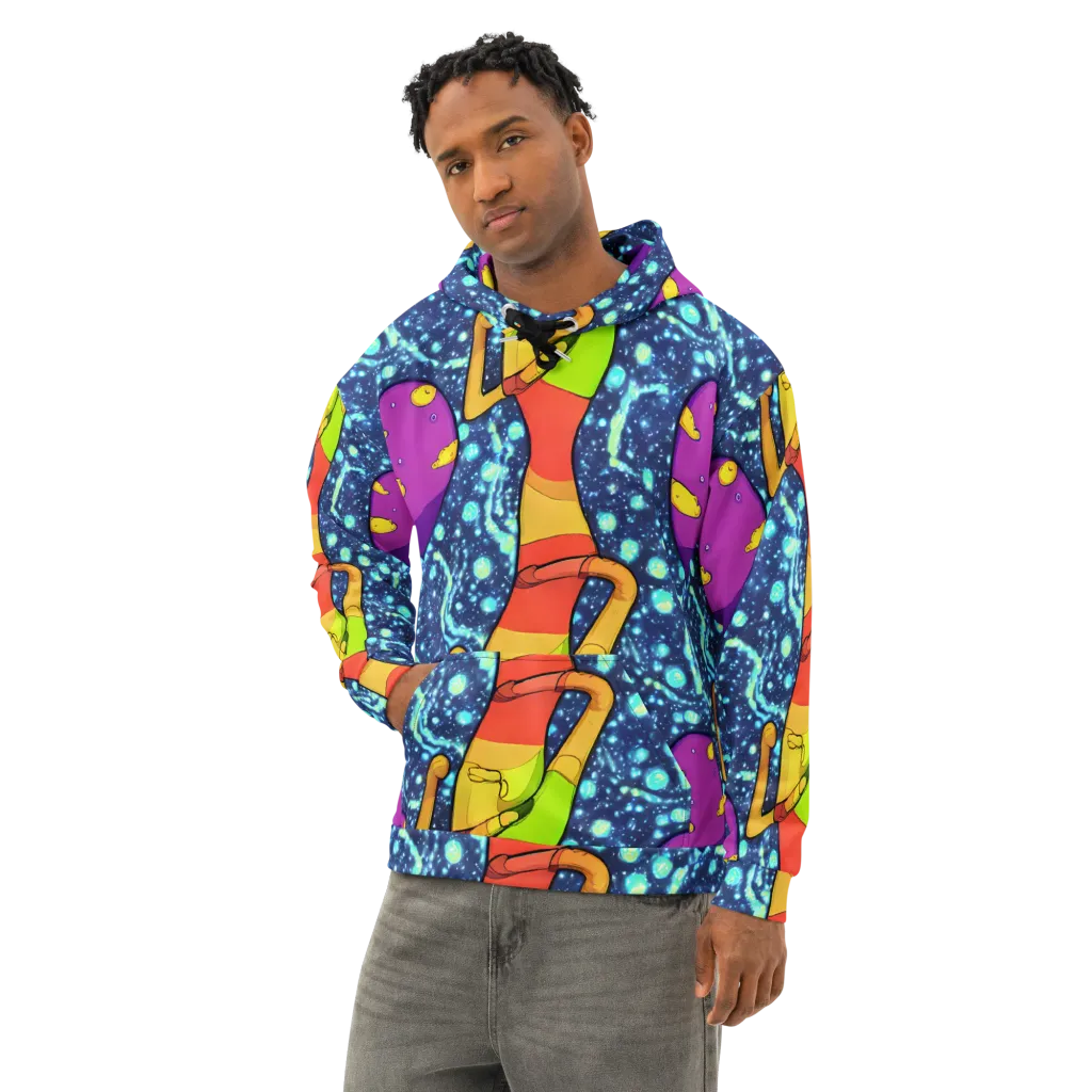 Cosmic Siblings on Cotton Hoodie — Left Front