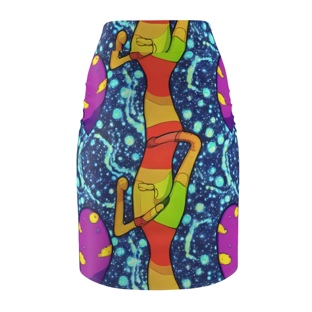 Cosmic Siblings on Pencil Skirt — Back