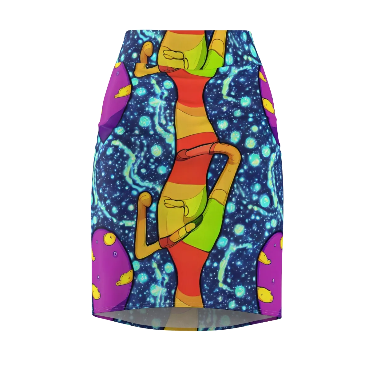 Cosmic Siblings on Pencil Skirt — Front