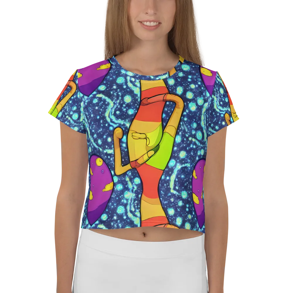 Cosmic Siblings on Crop Tee — Front