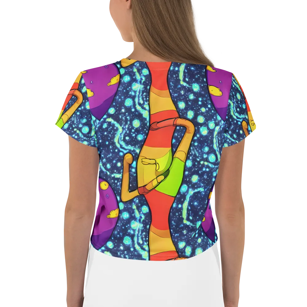 Cosmic Siblings on Crop Tee — Back