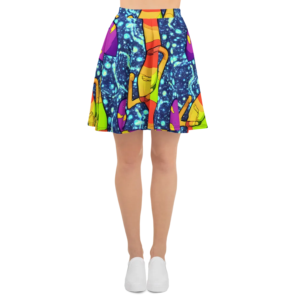 Cosmic Siblings on Skater Skirt — Front