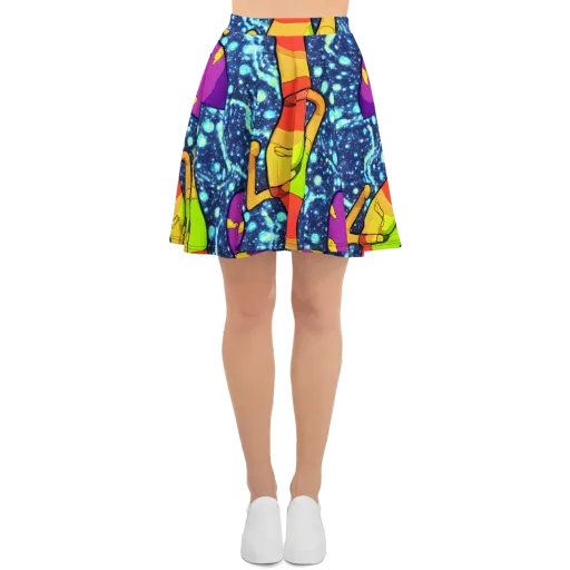 Cosmic Siblings on a Skater Skirt