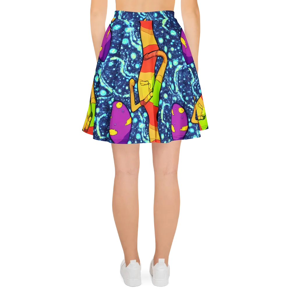 Cosmic Siblings on Skater Skirt — Back
