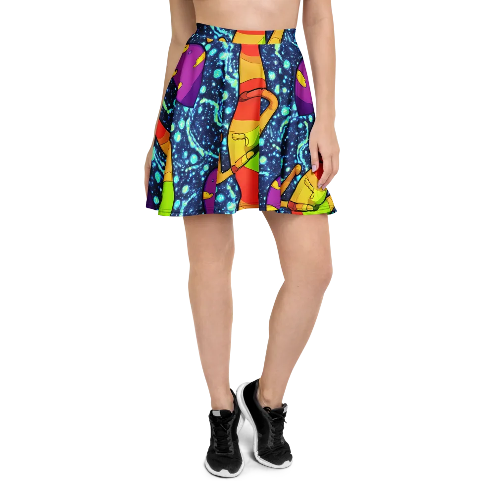 Cosmic Siblings on Skater Skirt — Front