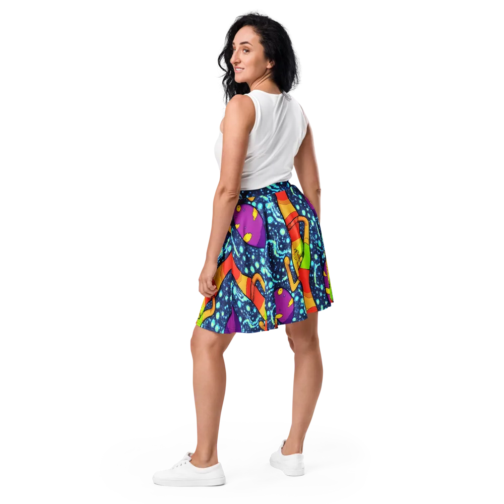 Cosmic Siblings on Skater Skirt — Back