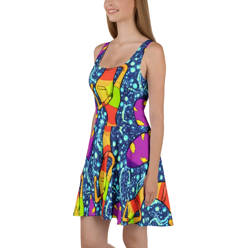Cosmic Siblings on Skater Dress — Left
