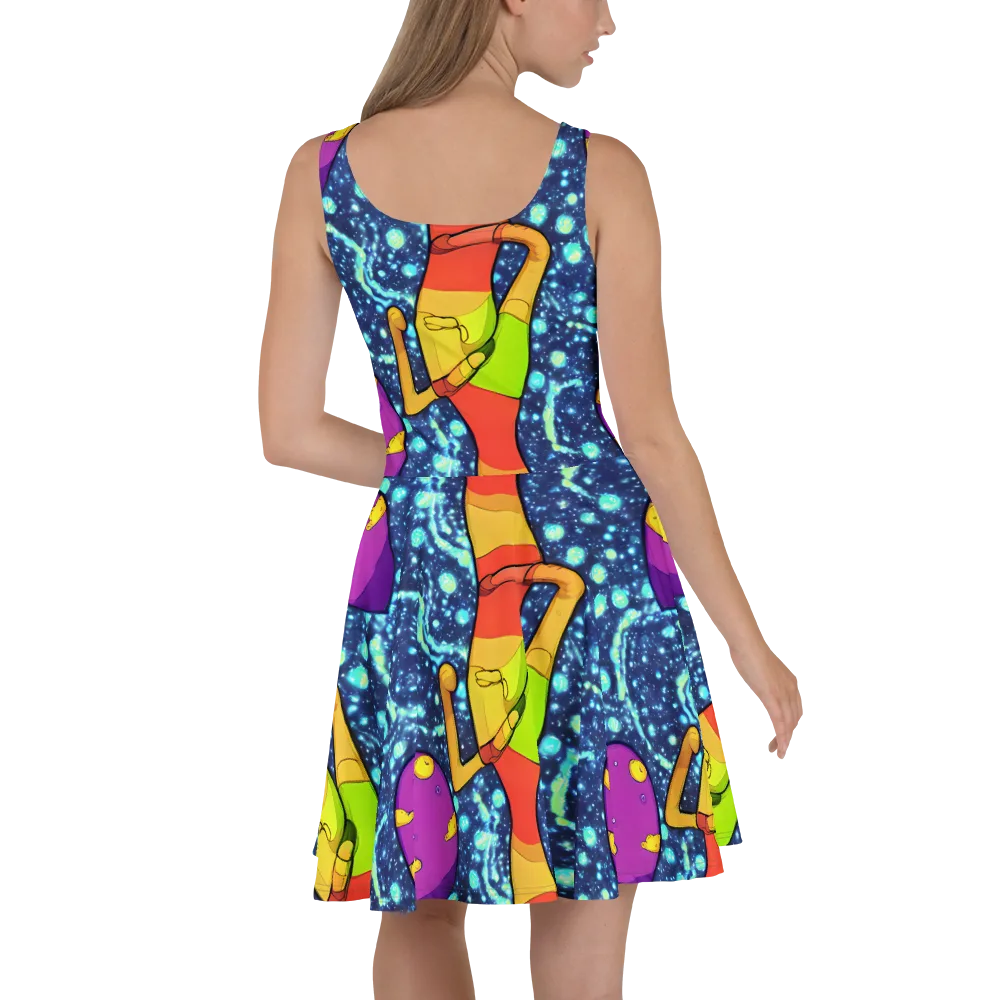 Cosmic Siblings on Skater Dress — Back