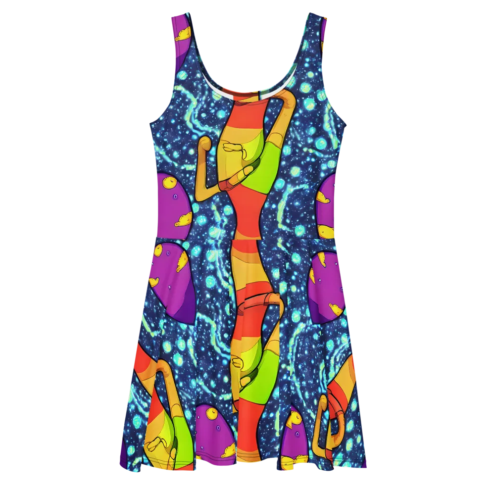Cosmic Siblings on Skater Dress — Front