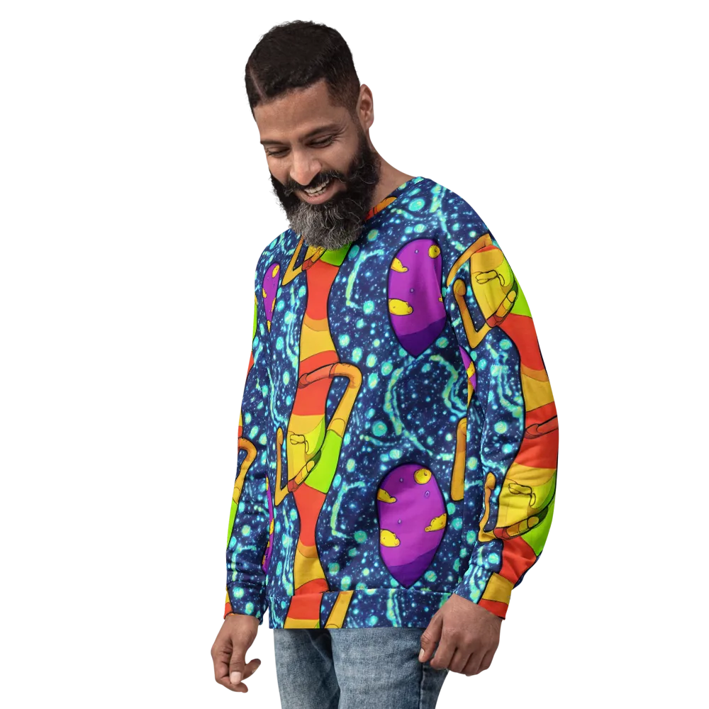 Cosmic Siblings on Sweatshirt — Left Front