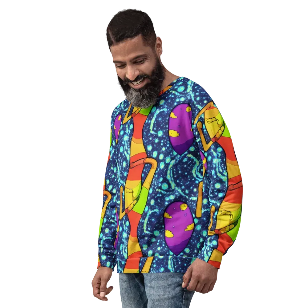 Cosmic Siblings on Sweatshirt — Left Front