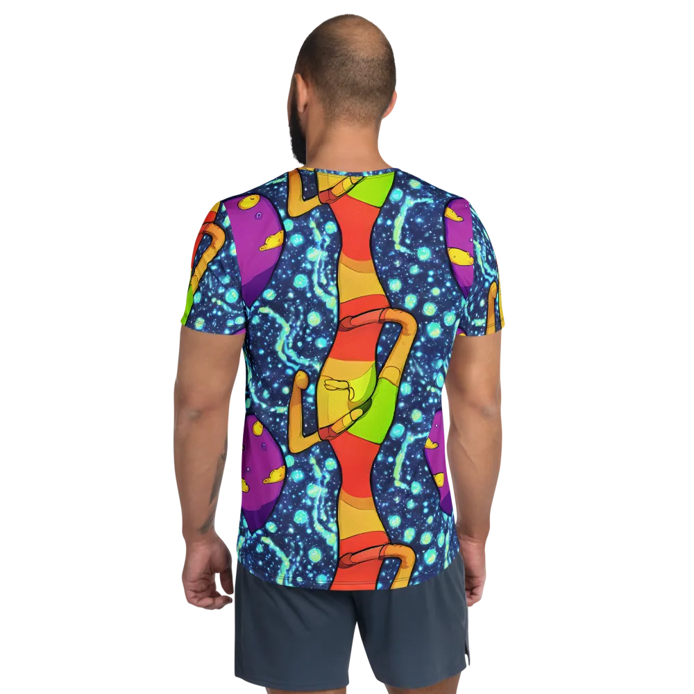 Cosmic Siblings on Men's Athletic T-Shirt — Back